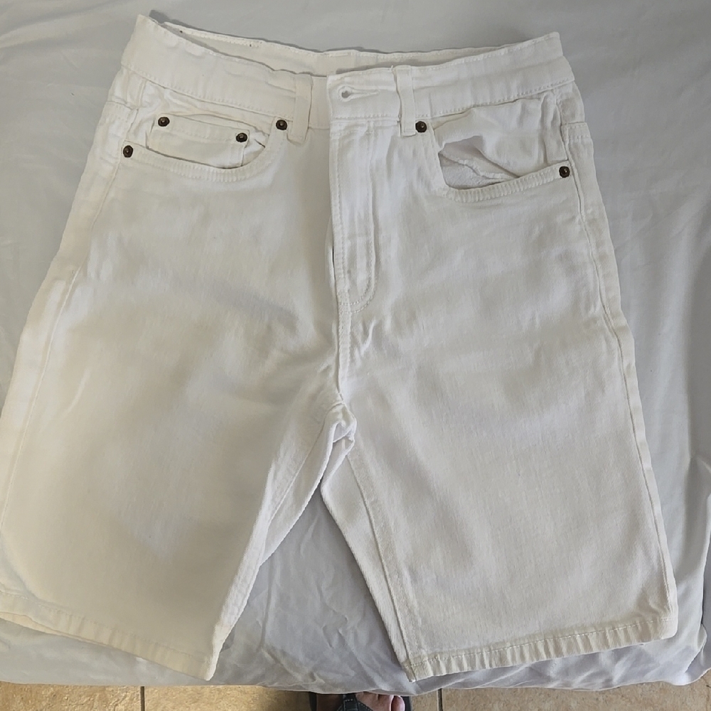 Zara White Jean Shorts High-Waisted